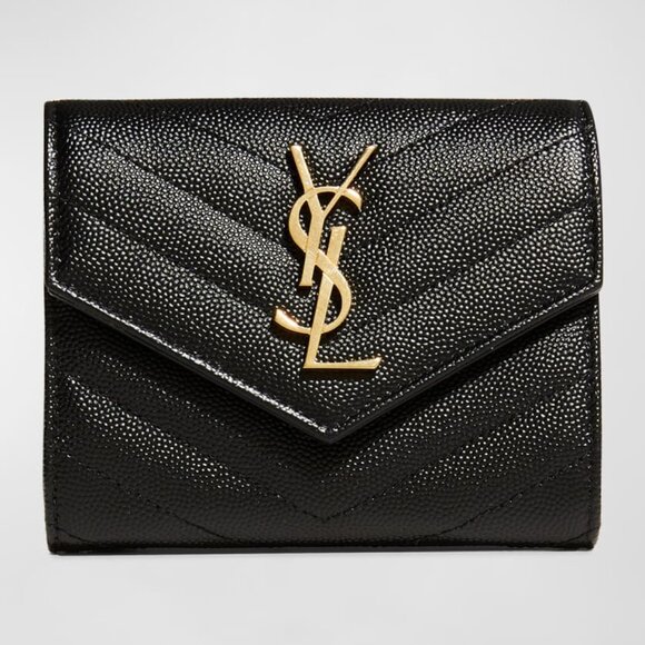 Saint Laurent wallet in chevron-quilted powder-grain calf leather with signature - Picture 1 of 5